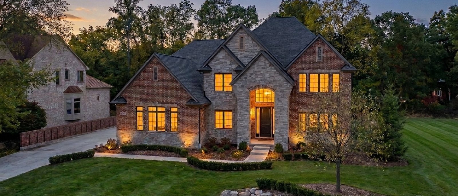 Twilight aerial view of The Crestwood